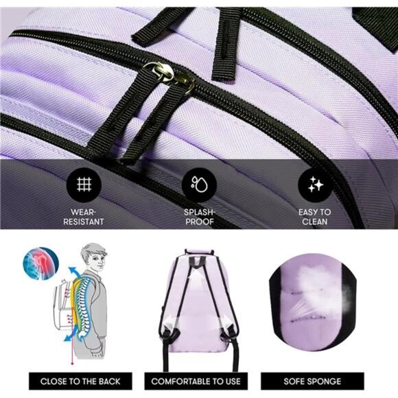 Laptop Backpack fit 17 inch, Purple - Picture 5 of 5